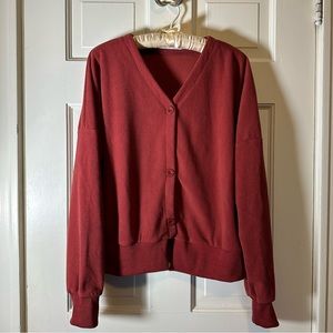 Rusty Red Button Down Collegiate Cardigan Jacket